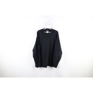 Vintage 90s Reebok Mens Large Faded Classic Logo Mock Neck Fleece Sweater Black